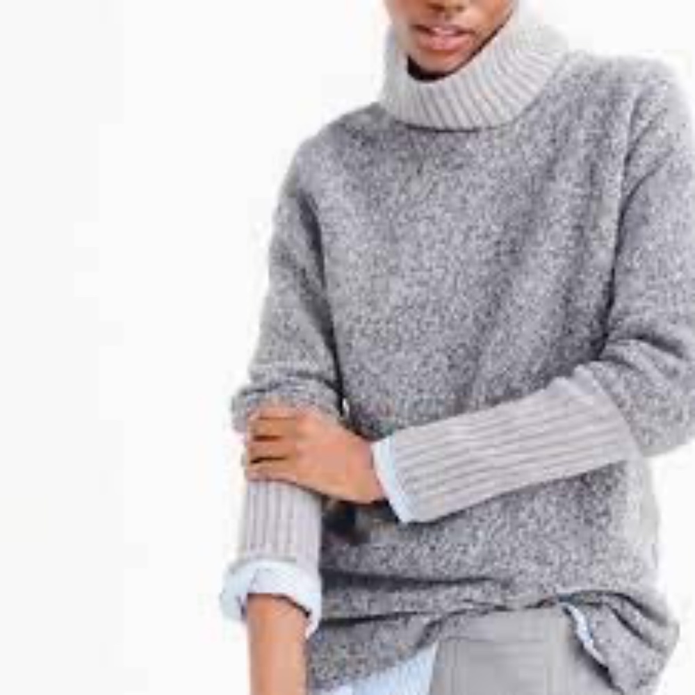 J.Crew Collection Relaxed Turtleneck with Cashmere Collar and Cuffs XS